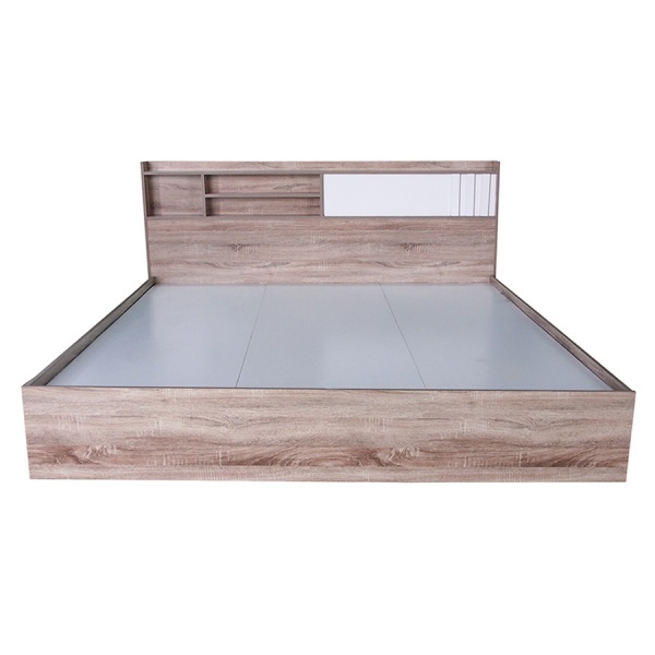 DELICATO เตียงนอน รุ่น อปาเช่ ขนาด 6 ฟุต สีทูโทน น้ำตาลอ่อน/สีขาว