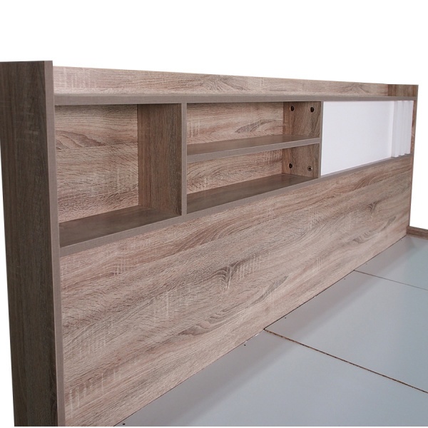 DELICATO เตียงนอน รุ่น อปาเช่ ขนาด 6 ฟุต สีทูโทน น้ำตาลอ่อน/สีขาว