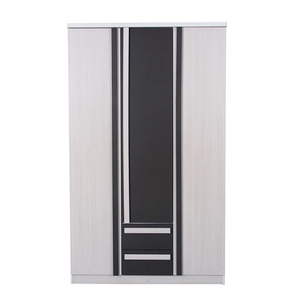DELICATO ตู้ 3 บานเปิด ลิ้นชักนอก รุ่น ฟอร่า ขนาด 120x60x200 สีเมเปิ้ล/ผ้าเทา