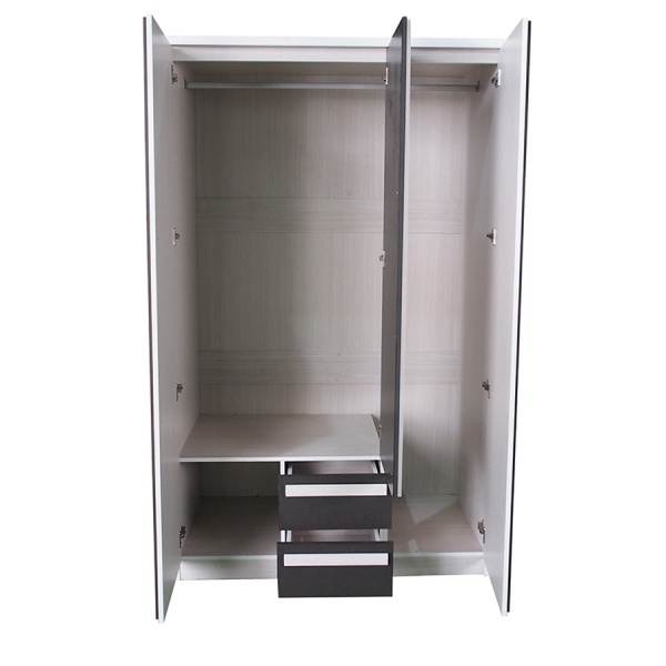 DELICATO ตู้ 3 บานเปิด ลิ้นชักนอก รุ่น ฟอร่า ขนาด 120x60x200 สีเมเปิ้ล/ผ้าเทา