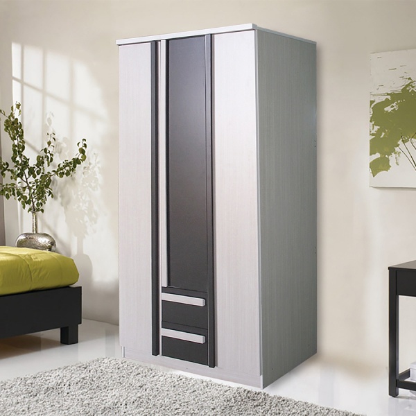 DELICATO ตู้ 3 บานเปิด ลิ้นชักนอก รุ่น ฟอร่า ขนาด 120x60x200 สีเมเปิ้ล/ผ้าเทา