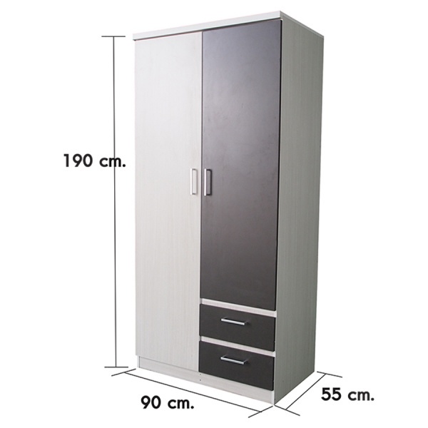 DELICATO ตู้สองบานเปิด รุ่น ฟอร่า ขนาด 90x55x190 สีเมเปิ้ลผ้าเทา