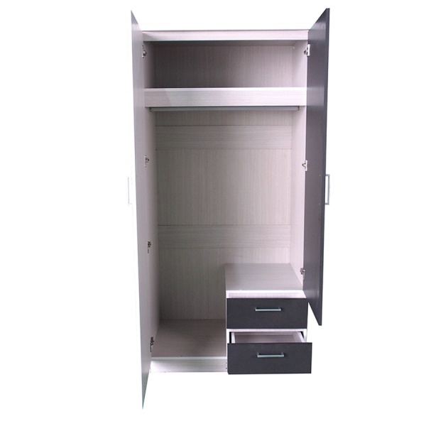 DELICATO ตู้สองบานเปิด รุ่น ฟอร่า ขนาด 90x55x190 สีเมเปิ้ลผ้าเทา