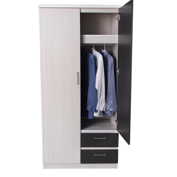 DELICATO ตู้สองบานเปิด รุ่น ฟอร่า ขนาด 90x55x190 สีเมเปิ้ลผ้าเทา