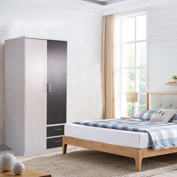 DELICATO ตู้สองบานเปิด รุ่น ฟอร่า ขนาด 90x55x190 สีเมเปิ้ลผ้าเทา