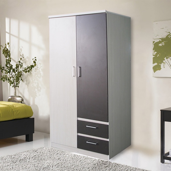 DELICATO ตู้สองบานเปิด รุ่น ฟอร่า ขนาด 90x55x190 สีเมเปิ้ลผ้าเทา