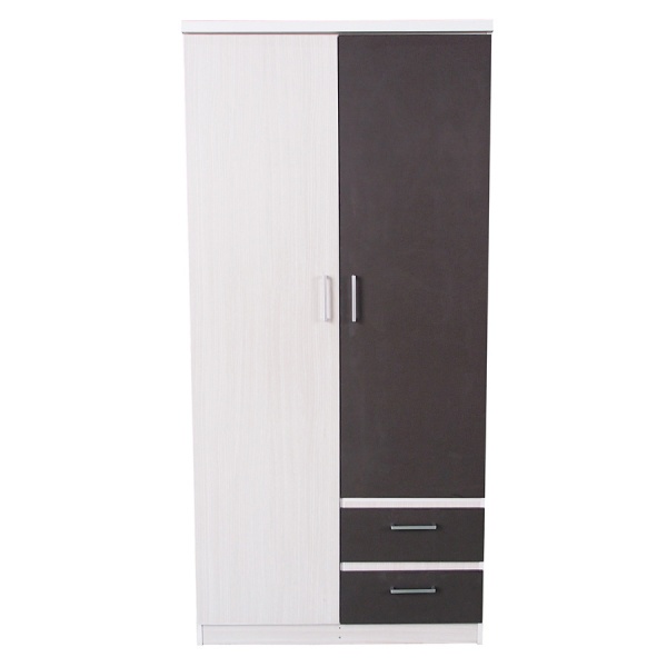 DELICATO ตู้สองบานเปิด รุ่น ฟอร่า ขนาด 90x55x190 สีเมเปิ้ลผ้าเทา