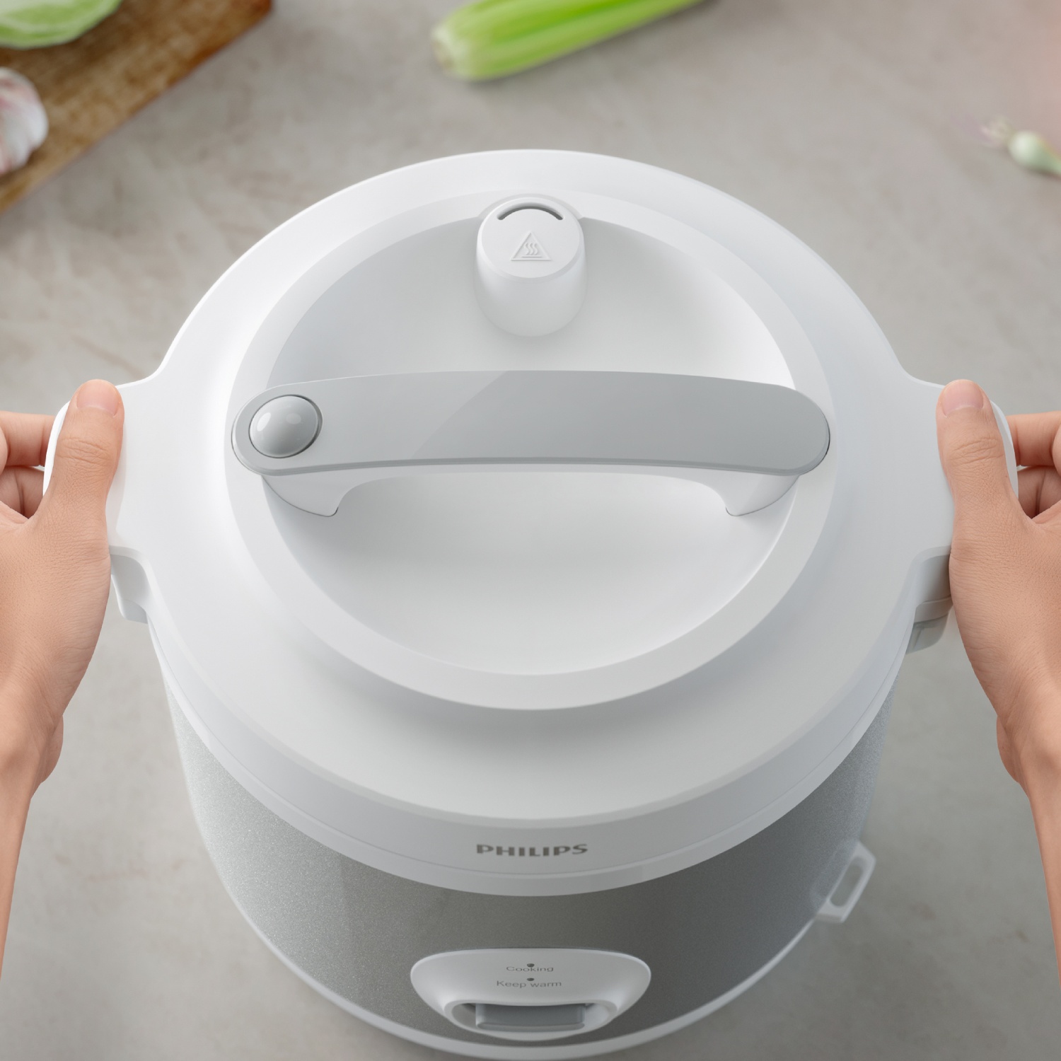 PHILIPS หม้อหุงข้าว 1.8 ลิตร HD3008/30 สีขาว