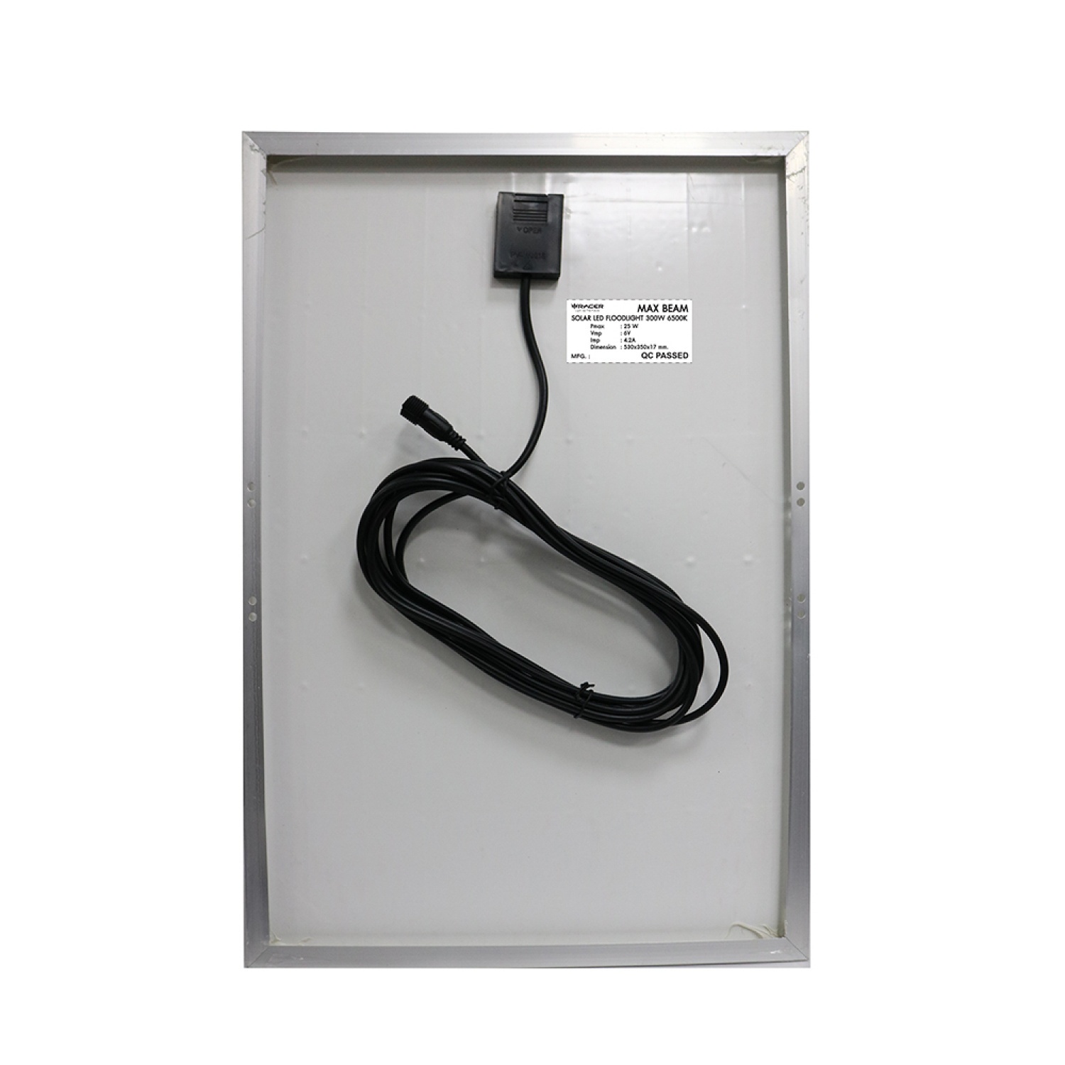 RACER โคมไฟฟลัดไลท์โซล่าร์เซลล์ 300W IP65 รุ่น MAX BEAM 6500K แสงขาว