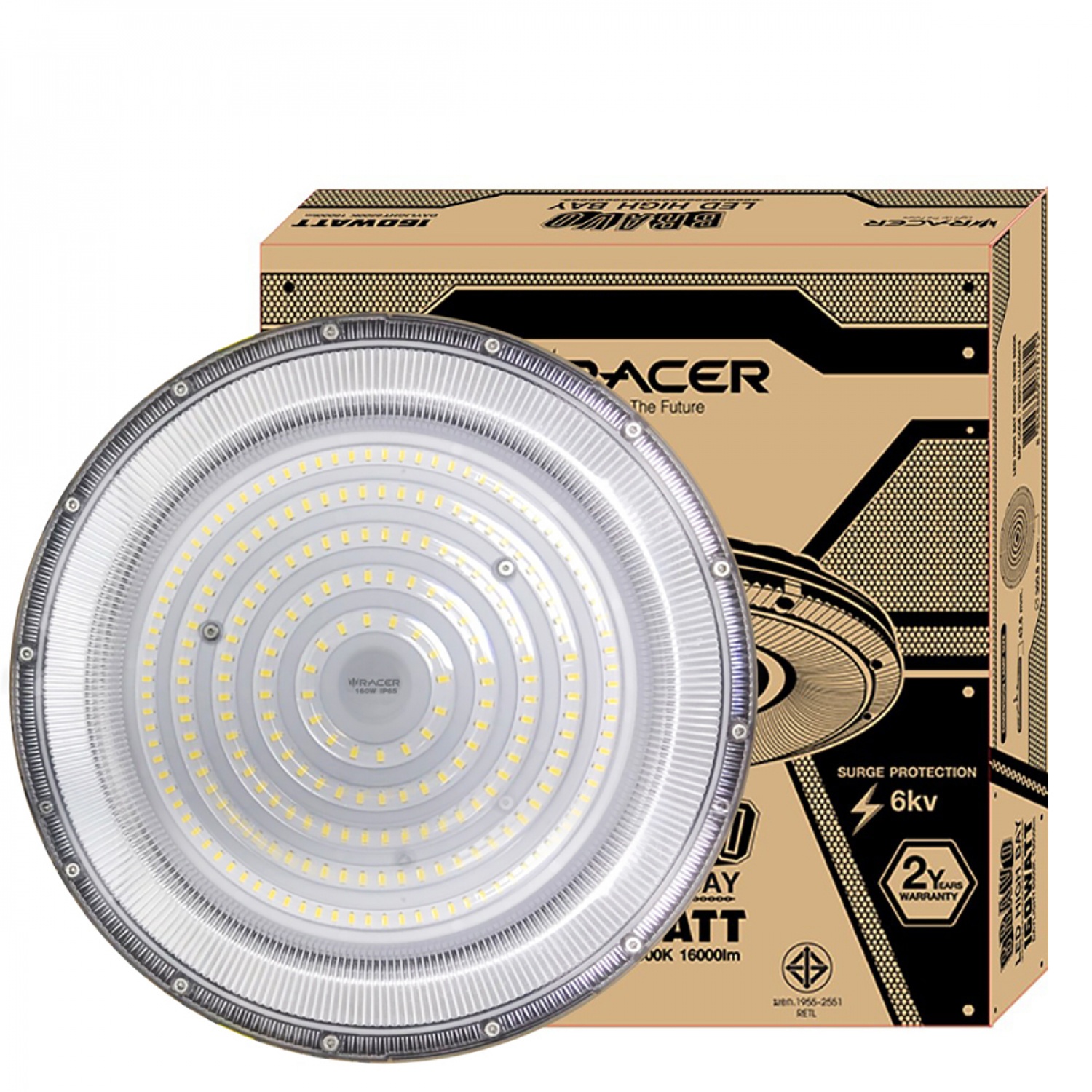 RACER โคมไฟไฮเบย์ เรเซอร์ แอล อี ดี รุ่น บราโว่ 160 วัตต์ แสงขาว