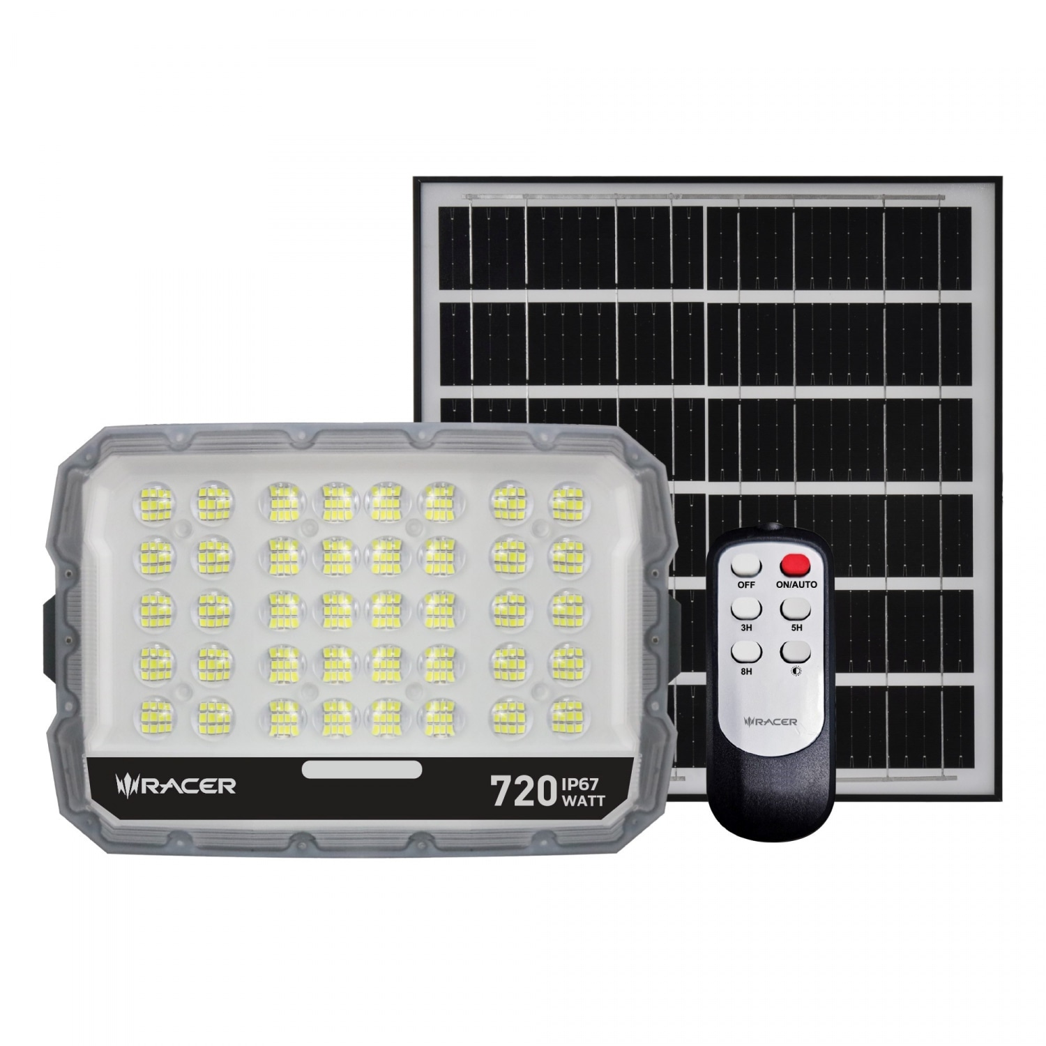 RACER โคมไฟฟลัดไลท์ แอลอีดี โซล่าเซลล์ รุ่น แองเกิล  720 วัตต์ แสงขาว