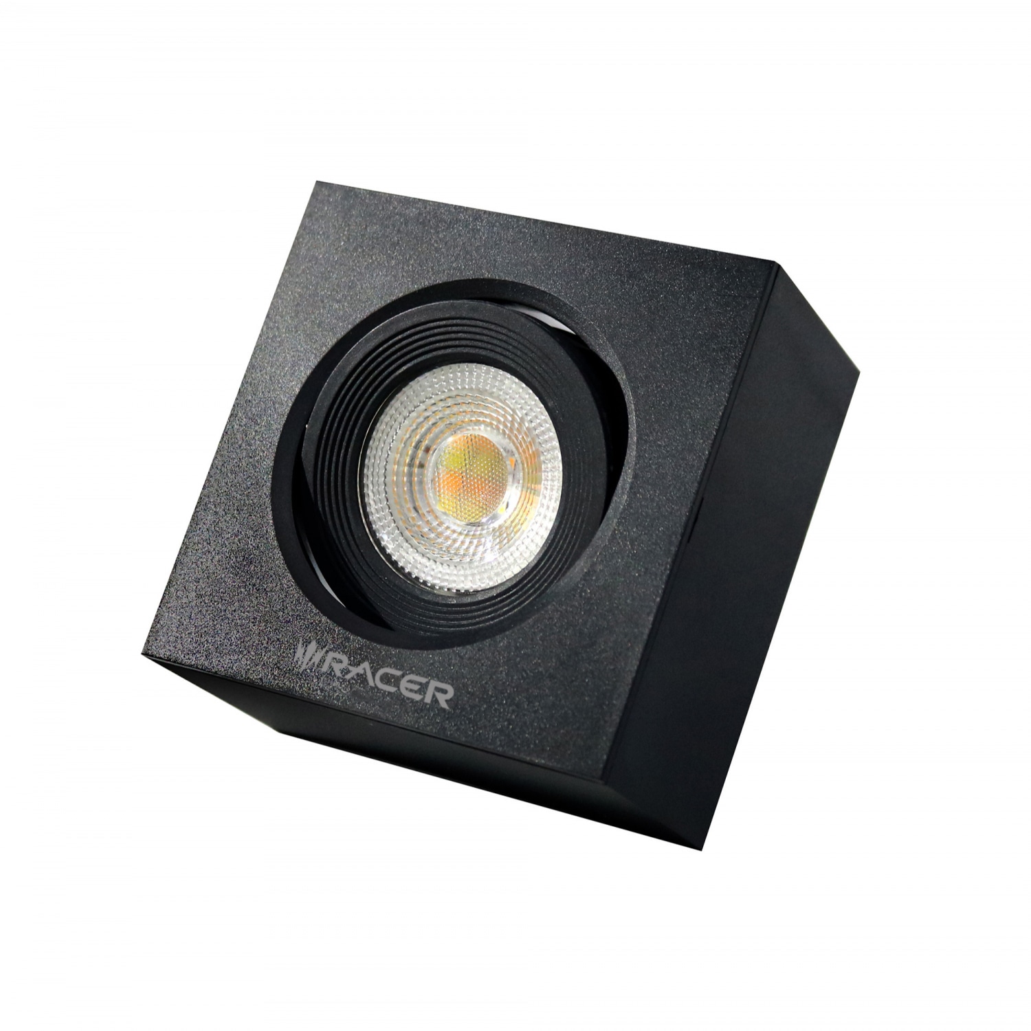 Racer โคมไฟ แอลอีดีดาวน์ไลท์แบบติดลอย 7 วัตต์ สามแสง  หน้าเหลี่ยม สีดำ ปรับองศาได้