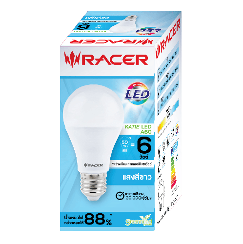 អំពូល LED A60 6W ពន្លឺស E27 RACER