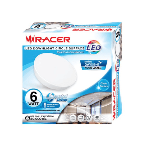 អំពូលពិដាន LED CIRCLE SURFACE 6W (រាងមូល) ពន្លឺពណ៌ស Racer