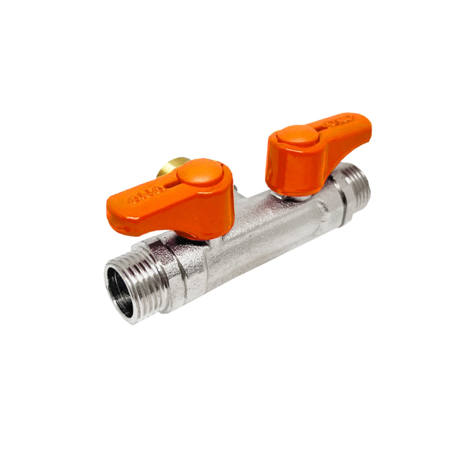 ANA มินิบอลวาล์ว 3 ทาง 2  วาล์ว (ผผผ) ด้ามส้ม