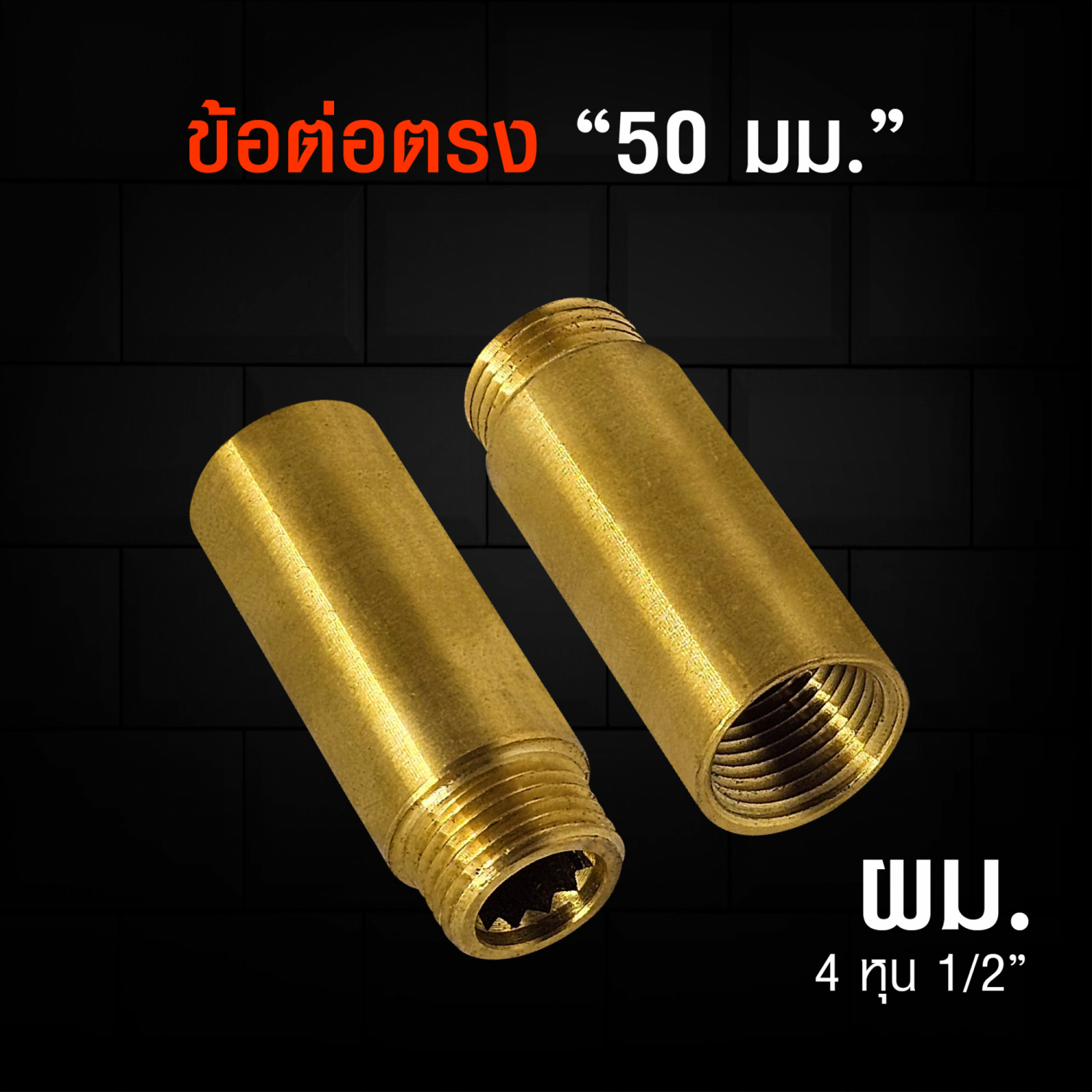 ANA ข้อต่อตรง ผม. 1/2x50 มม. (ทองเหลือง)