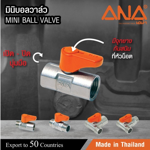 ANA มินิบอลวาล์วทองเหลือง มม. 1/2 รุ่น MV110