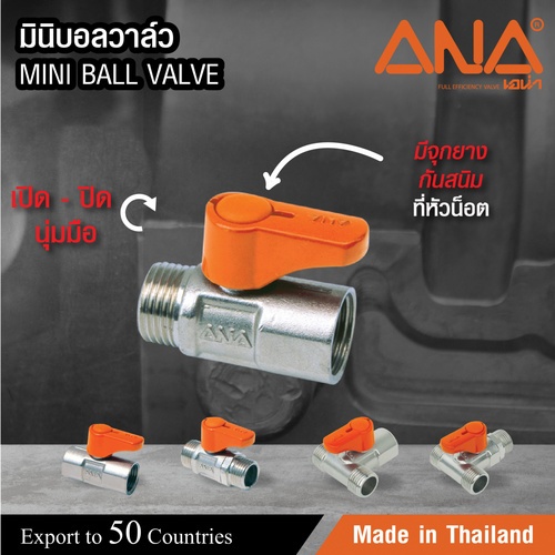 ANA มินิบอลวาล์วทองเหลือง ผม. 1/2 รุ่น MV110