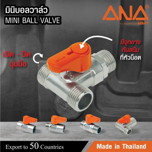 ANA มินิบอลวาล์วทองเหลือง 3 ทาง (ผผผ) 1/2 รุ่น MV113มมM