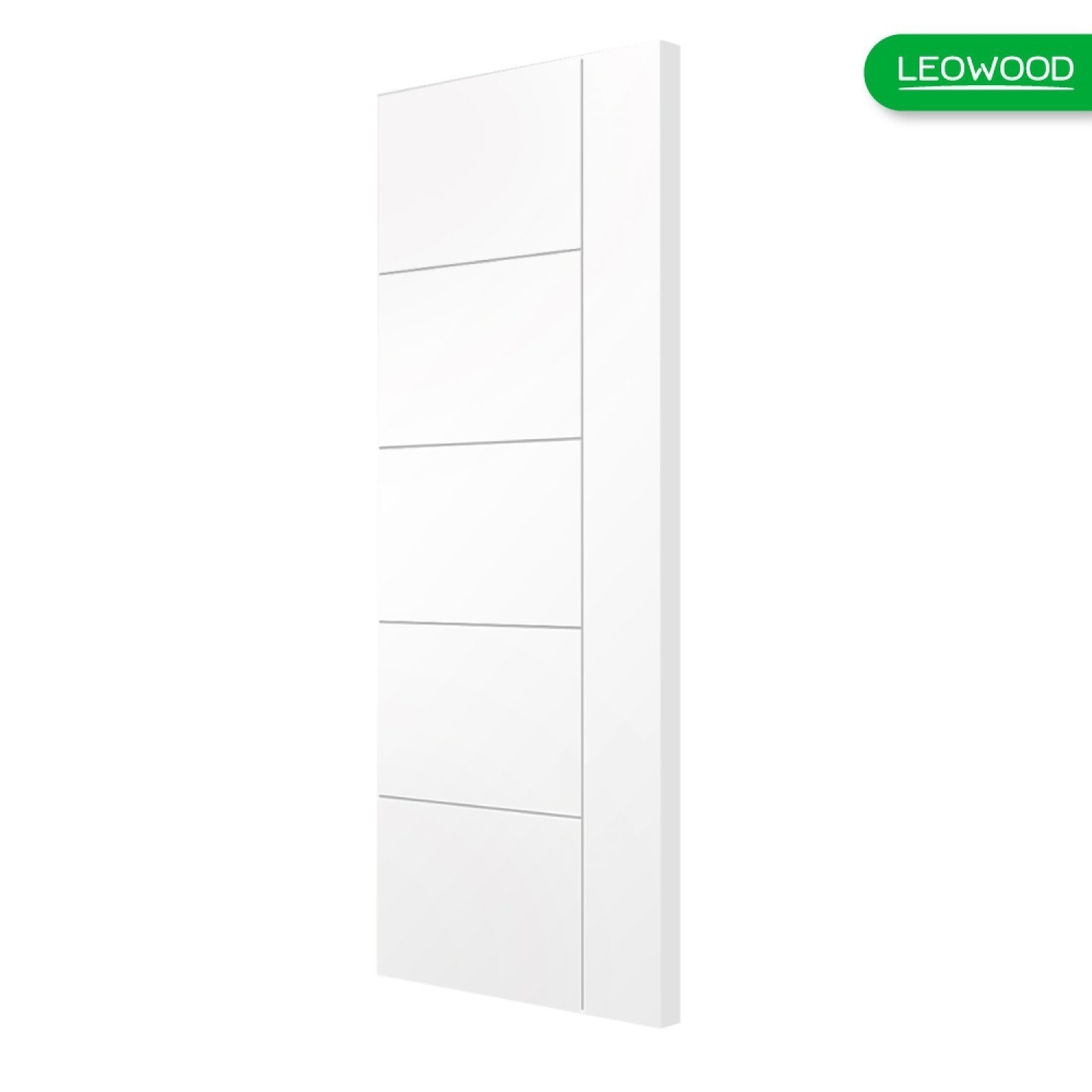 LEOWOOD ประตู UPVC ทนน้ำ กันปลวก สี Winter White ลาย 04  ขนาด 3.5x70x200 ซม.