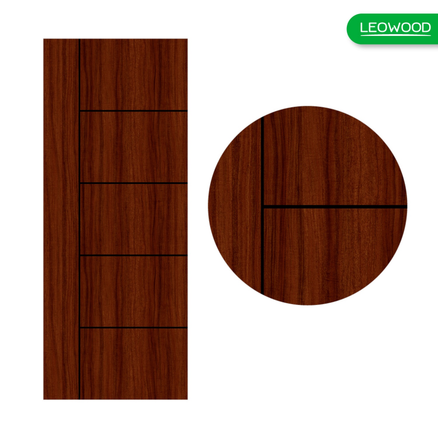 LEOWOOD ประตู iDoor S6 ลาย 06 - Mahogany ขนาด 90x200ซม.
