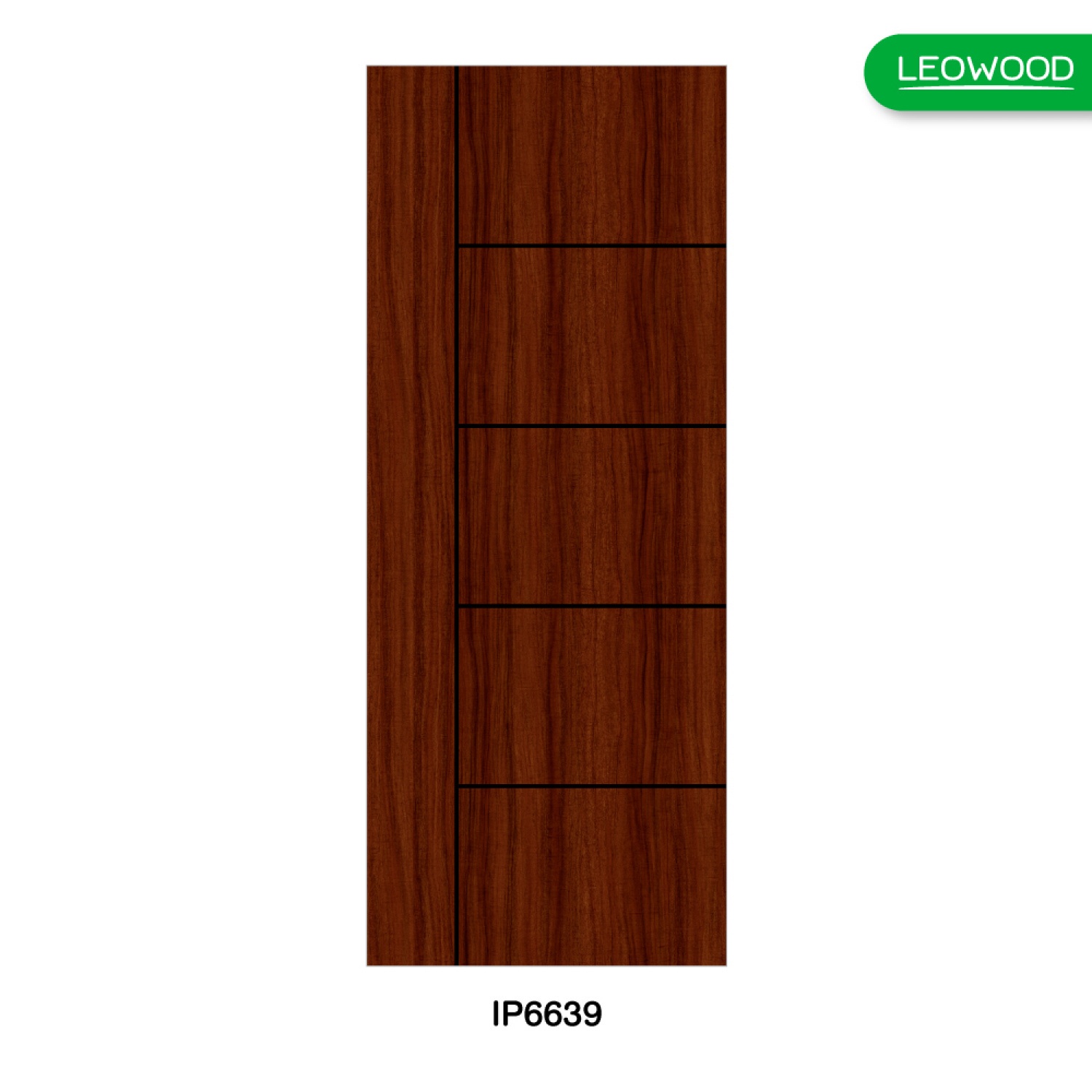 LEOWOOD ประตู iDoor S6 ลาย 06 - Mahogany ขนาด 90x200ซม.