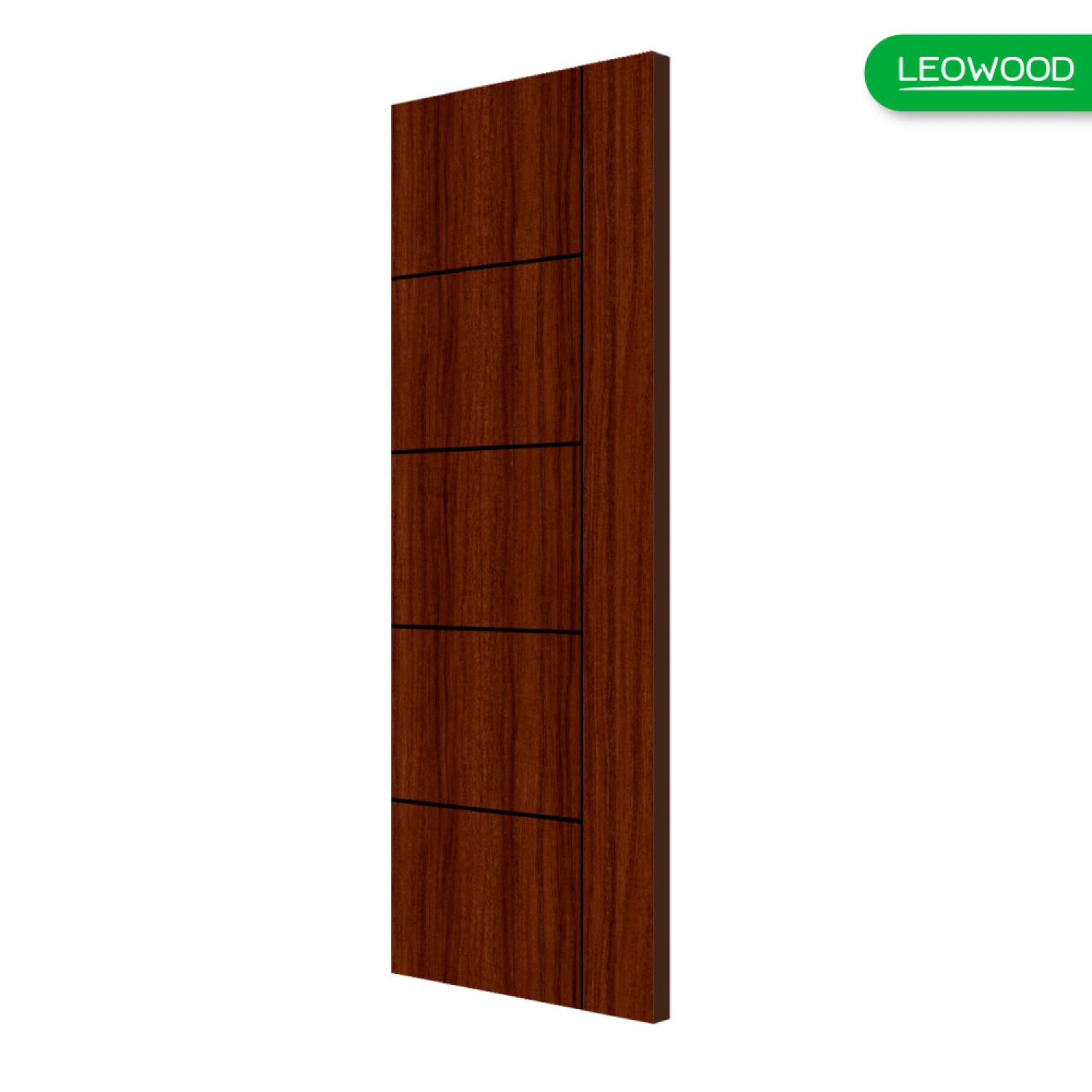 LEOWOOD ประตู iDoor S6 ลาย 06 - Mahogany ขนาด 90x200ซม.