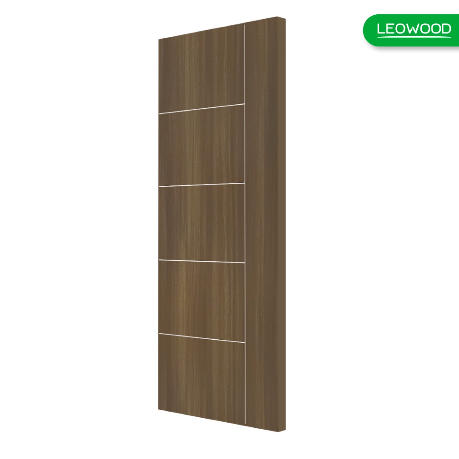 LEOWOOD ประตู UPVC ทนน้ำ กันปลวก สี Brownie Oak ลาย 04 ขนาด 3.5x80x200 ซม.