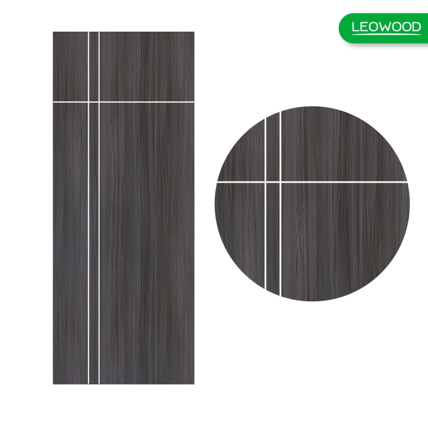 LEOWOOD ประตู UPVC สี Cenerio Oak ลาย 3 ขนาด 80x200 ซ.ม.