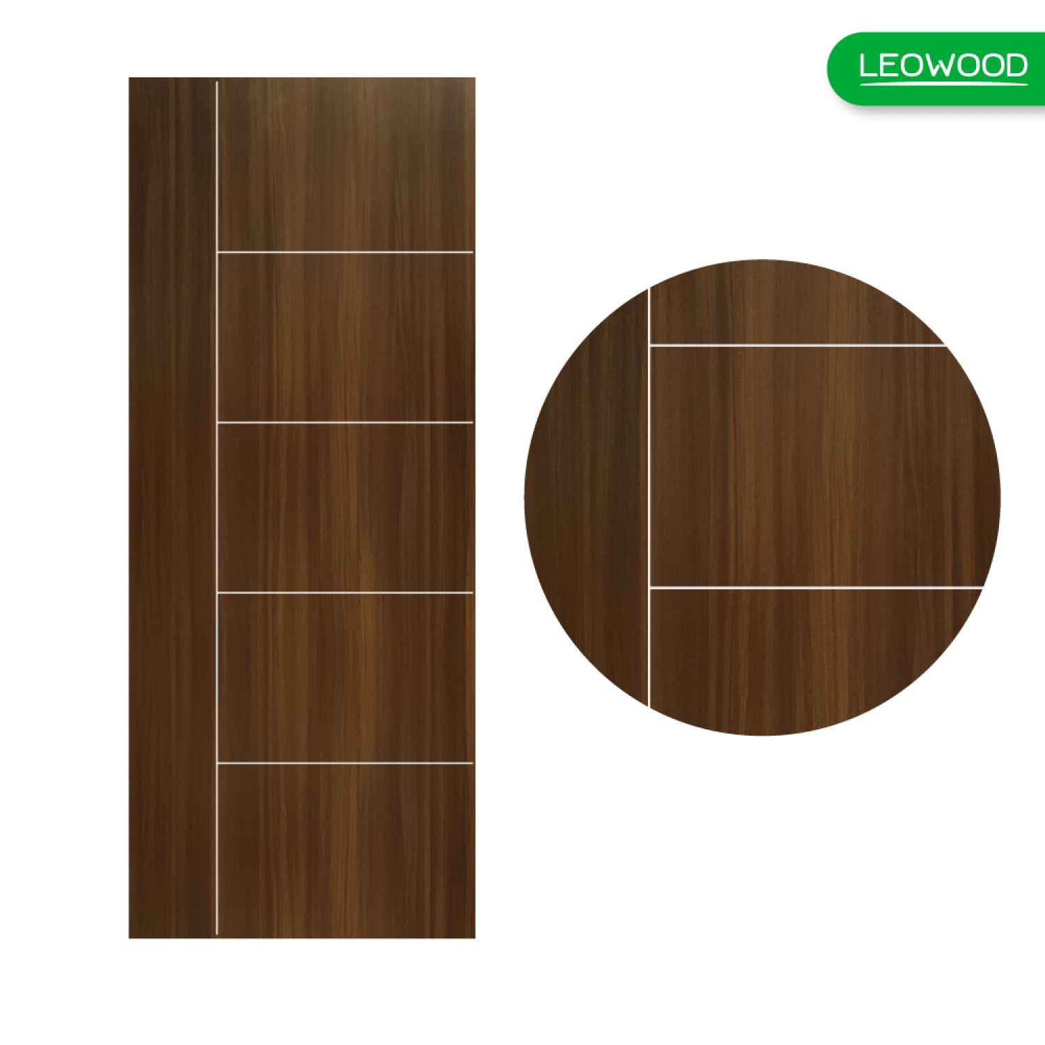 LEOWOOD  ประตู UPVC สี Black Teak ลาย 04 ขนาด 3.5x70x200 ซม