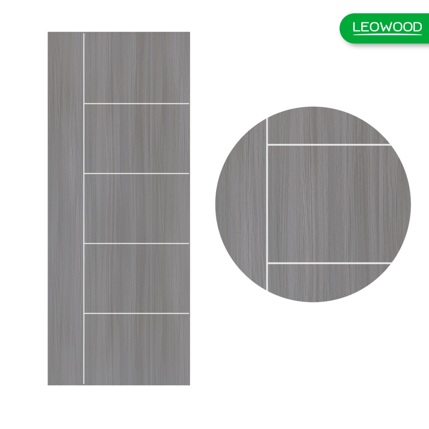 LWD ประตู UDoor UPVC ลาย 04 สี Light Grey ขนาด 70x200ซม.