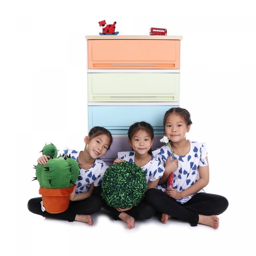 UP ตู้ลิ้นชักพลาสติกมีท็อป 4 ชั้น รุ่น SUMO-WT ขนาด 42x63x90 ซม. สีวินเทจ