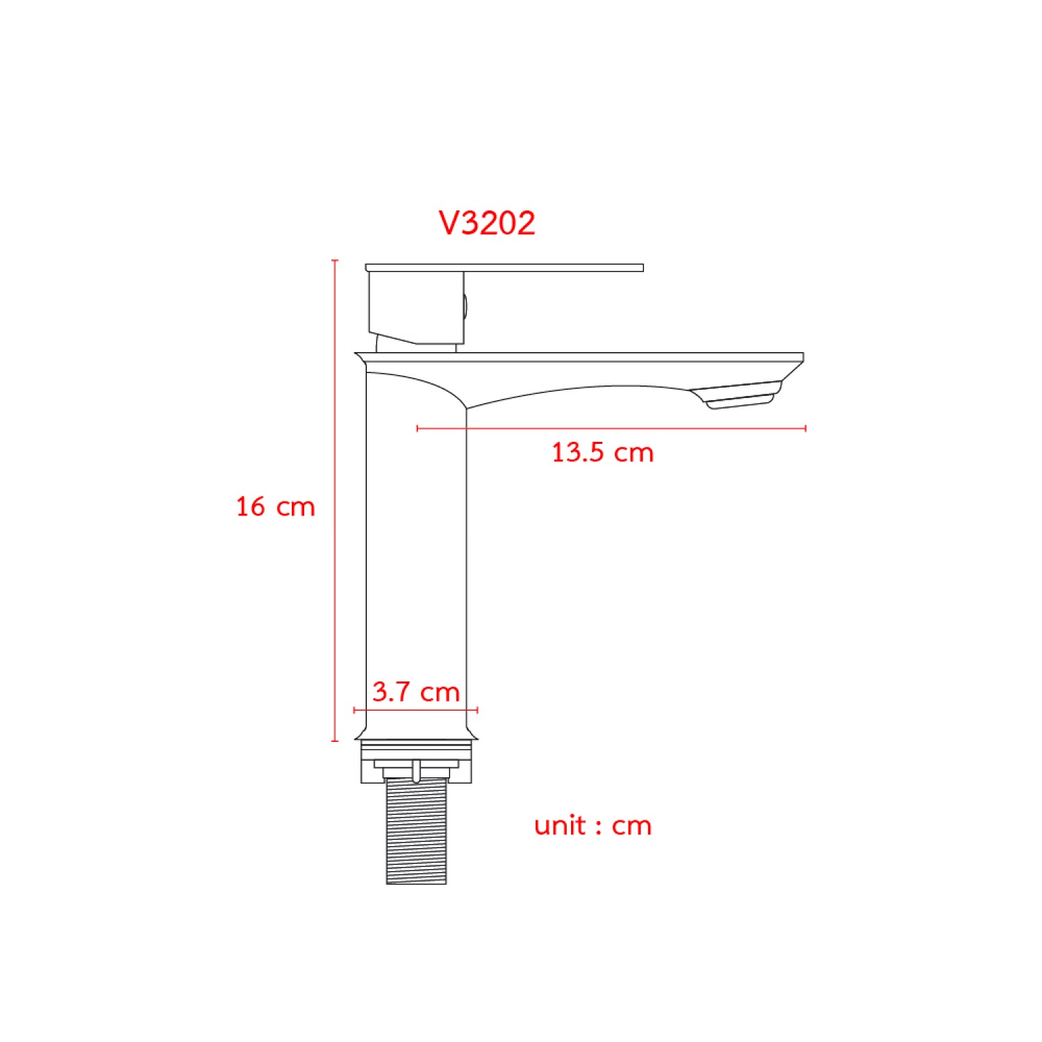 VEGARR ก๊อกอ่างยกตัวกลาง ทรงสูง งวงเหลี่ยม ชุบโครเมี่ยม V3202