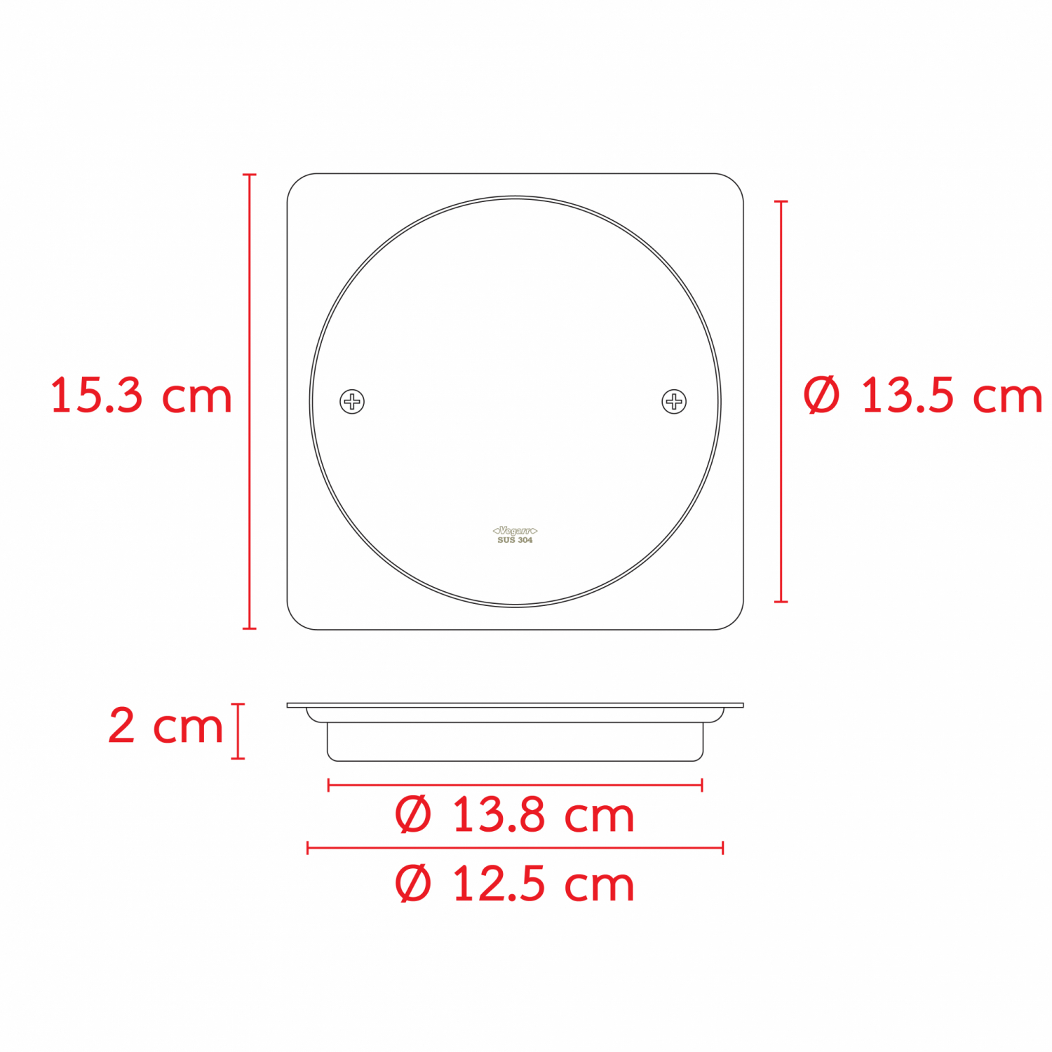 VEGARR ฝาส้วมสแตนเลสเกรด 304 ขนาด 6นิ้ว รุ่น BA666 