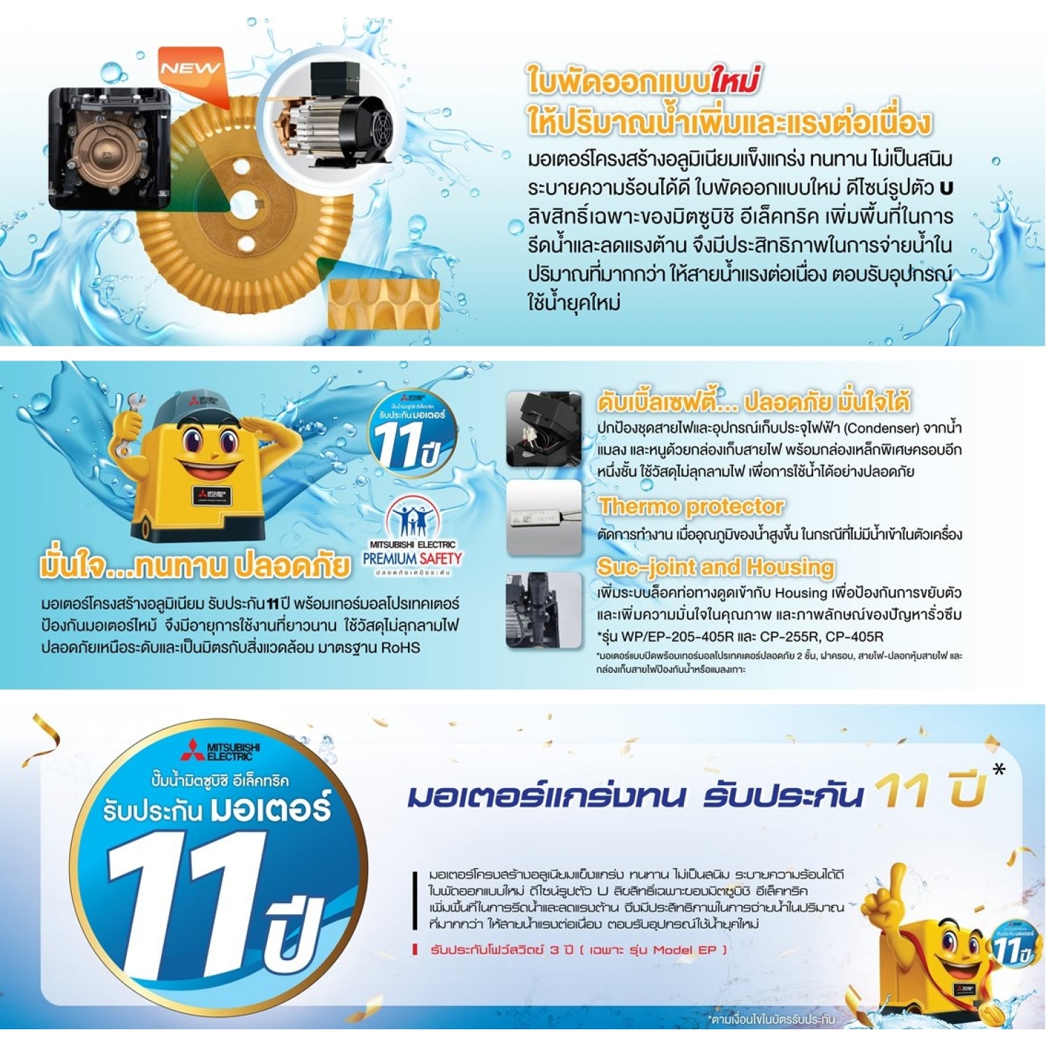 MITSUBISHI ปั๊มน้ำอัตโนมัติ ขนาด 150 วัตต์ WP-155R2