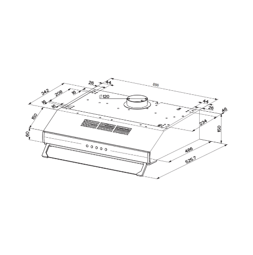 MEX  เครื่องดูดควันแบบมาตรฐาน ขนาด  90 cm. 2740X90 สีโครเมี่ยม