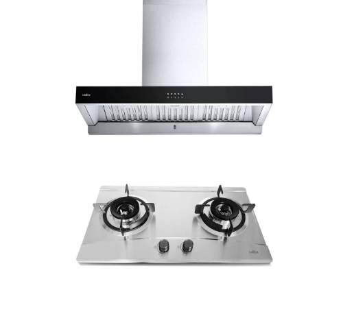 MEX ชุดเซ็ทเครื่องดูดควัน K632BFX90  + เตาฝัง MX472M สีขาว-ดำ