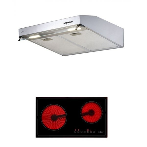 MEX ชุดเซ็ท เครื่องดูดควันมาตรฐานสเตนเลส สตีล 60 ซม.+ เตาไฟฟ้าฐานเซรามิก