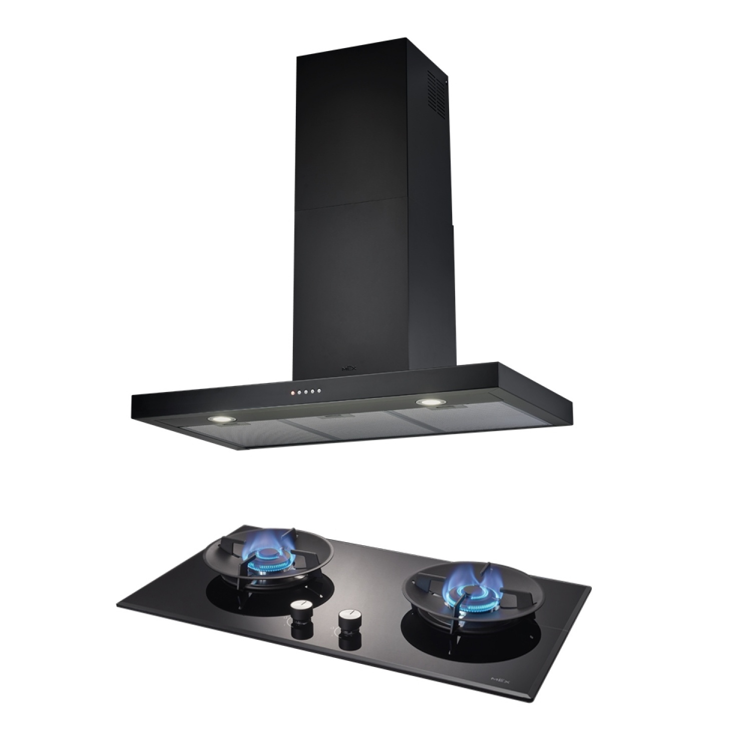 MEX ชุดเซ็ทเครื่องดูดควัน K633B90+เตาแก๊ส V7812MHR สีดำ