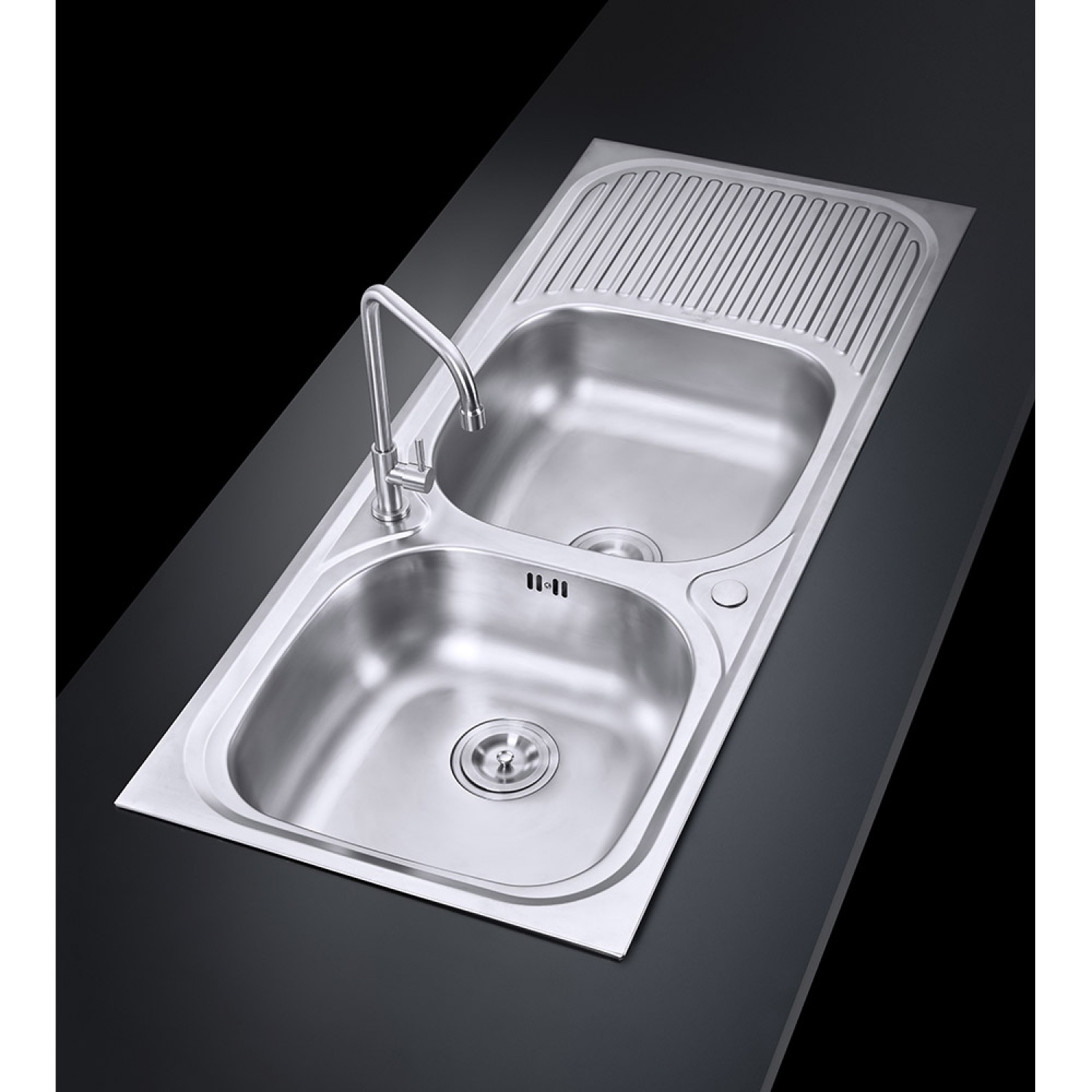 MEX อ่างล้างจาน 2 หลุม 1 ที่พัก รุ่น MSX120 สีสเตนเลส