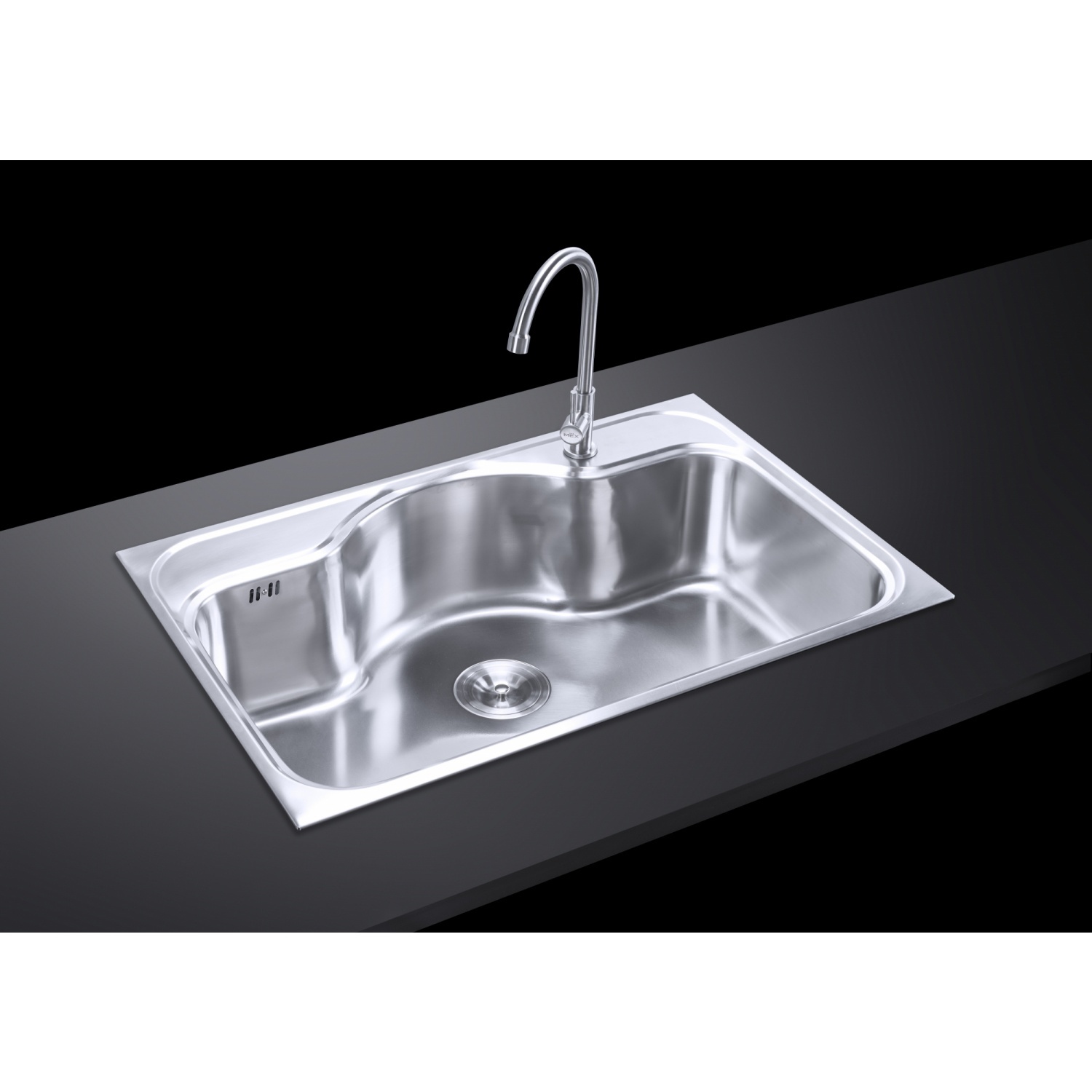 MEX อ่างล้างจาน 1 หลุม ไม่มีที่พัก รุ่น MSX76 ขนาด 76x50 ซม. สีสเตนเลส