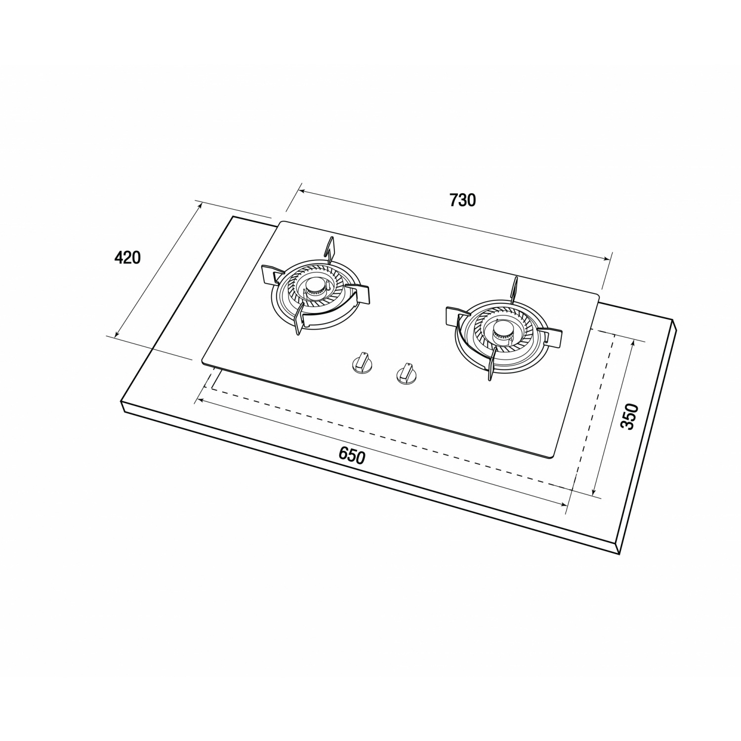 Mester By Mex เตาแก๊สแบบฝังหน้ากระจก 2 หัวเตา รุ่น  MV3732 สีดำ
