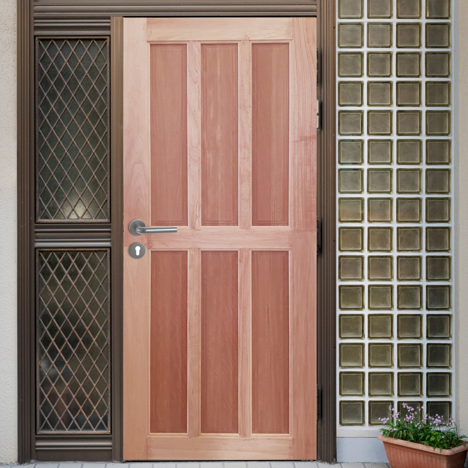 WINDOORS ประตูลวดลายไม้ดูริโอ รุ่น CE-34 ขนาด 80x200 ซม.
