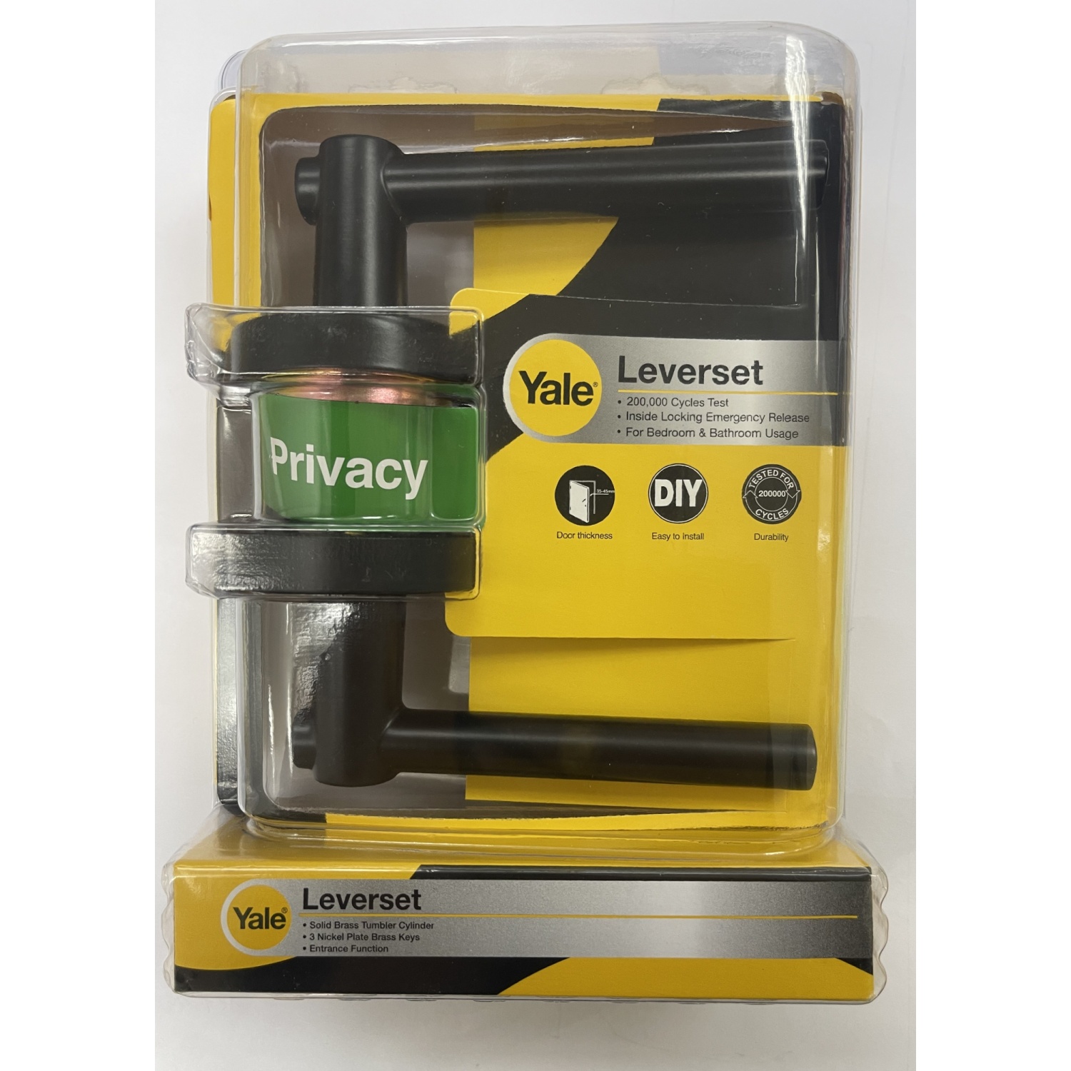 YALE มือจับก้านโยกห้องน้ำ พรีเมี่ยม ฝาครอบแบบกลม รุ่น L9122US15 สีดำ