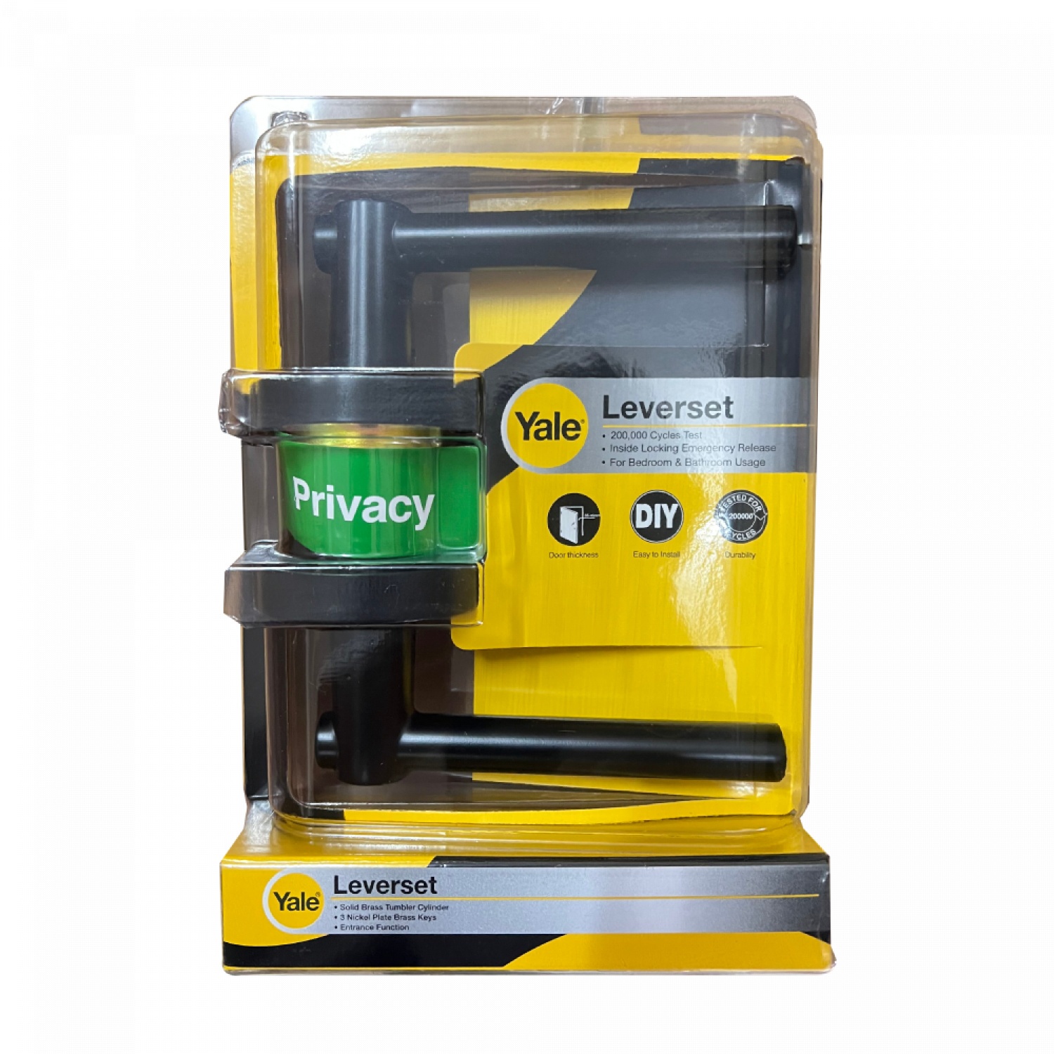 YALE มือจับก้านโยกห้องน้ำ พรีเมี่ยม ฝาครอบแบบกลม รุ่น L9122US15 สีดำ