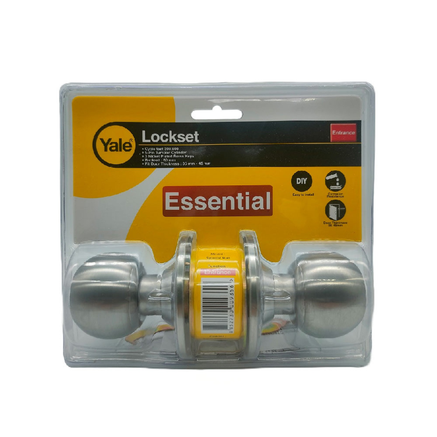 YALE ลูกบิดประตูระบบห้องทั่วไป หัวกลม จานใหญ่ รุ่น EKN-VCA5247US32D สีสเตนเลส