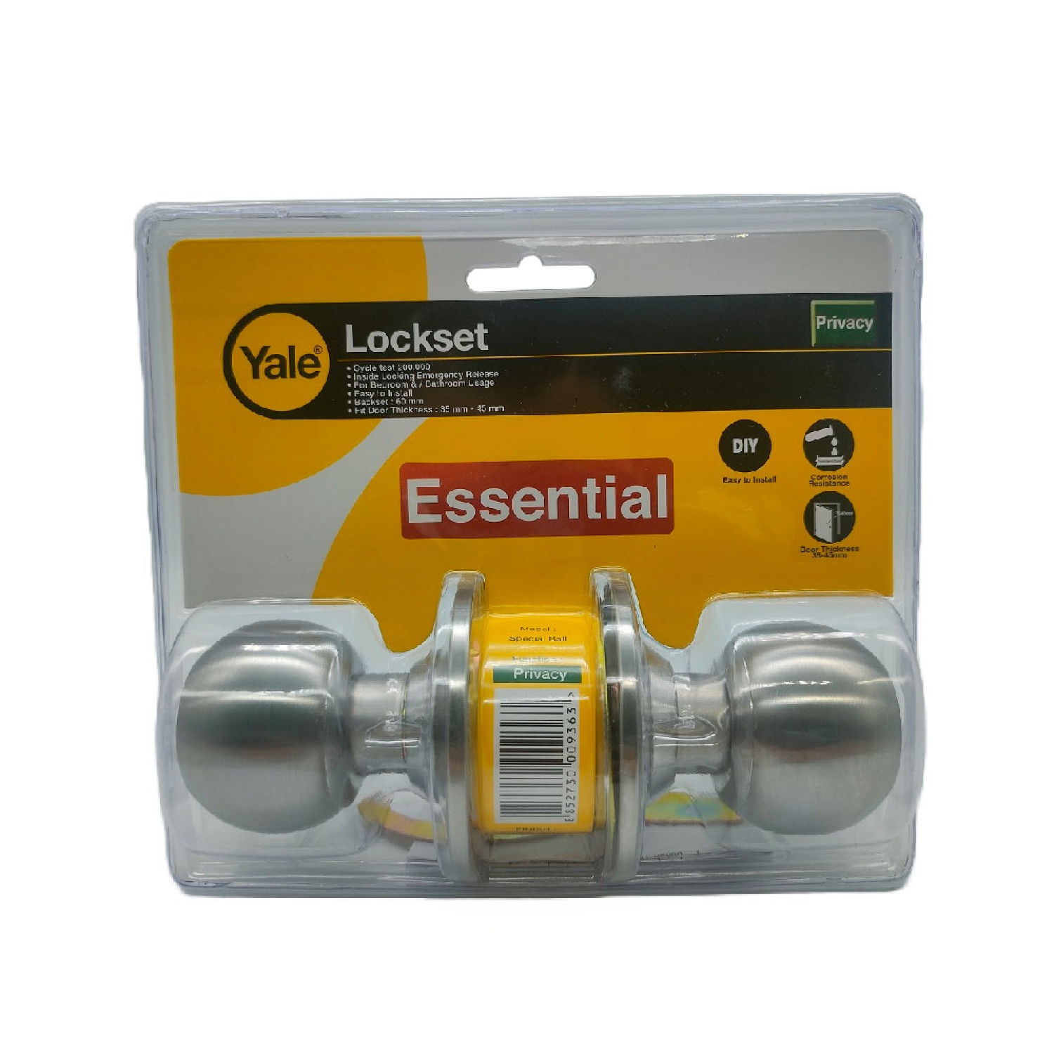 YALE ลูกบิดประตูระบบห้องน้ำ หัวกลมสเตนเลส จานใหญ่ รุ่น EKN-VCA5242US32D สีสแตนเลส