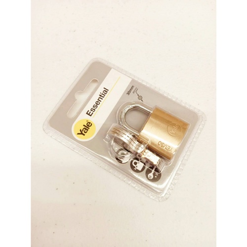 YALE กุญแจคล้องทองเหลือง ห่วงสั้น 30 มม. รุ่น YE1/30/115/1 สีทองเหลือง