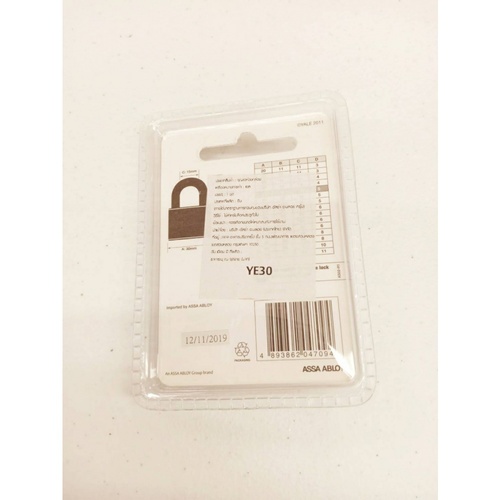 YALE กุญแจคล้องทองเหลือง ห่วงสั้น 30 มม. รุ่น YE1/30/115/1 สีทองเหลือง