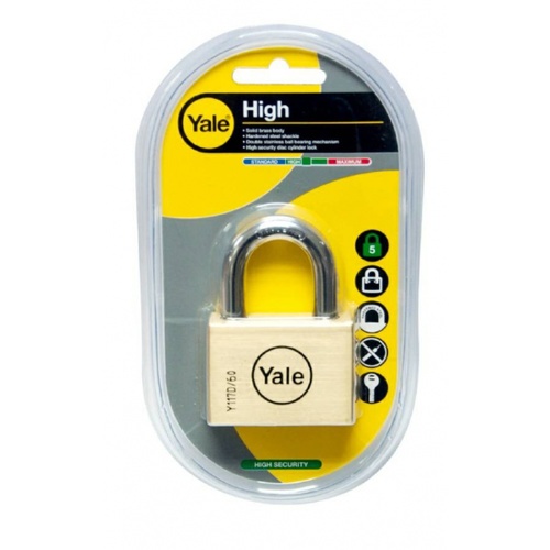 YALE กุญแจคล้องทองเหลือง ขนาด 50 มม.ห่วงสั้น รุ่น Y117D/50/127/1 สีทองเหลือง